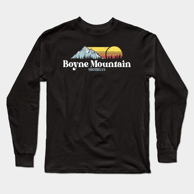 Boyne Mountain,MICHIGAN,Ski Snowboard Hiking Long Sleeve T-Shirt by Silo Co.